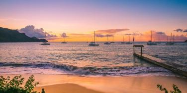 Sunset views from Jacks Bar at Bequia Beach Hotel, Grenadines
